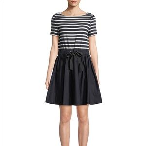 Kate Spade Broome Street Stripe Knit Mixed Media Dress Women’s M Blue